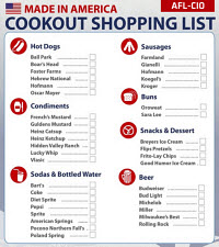 Cookout Shopping list