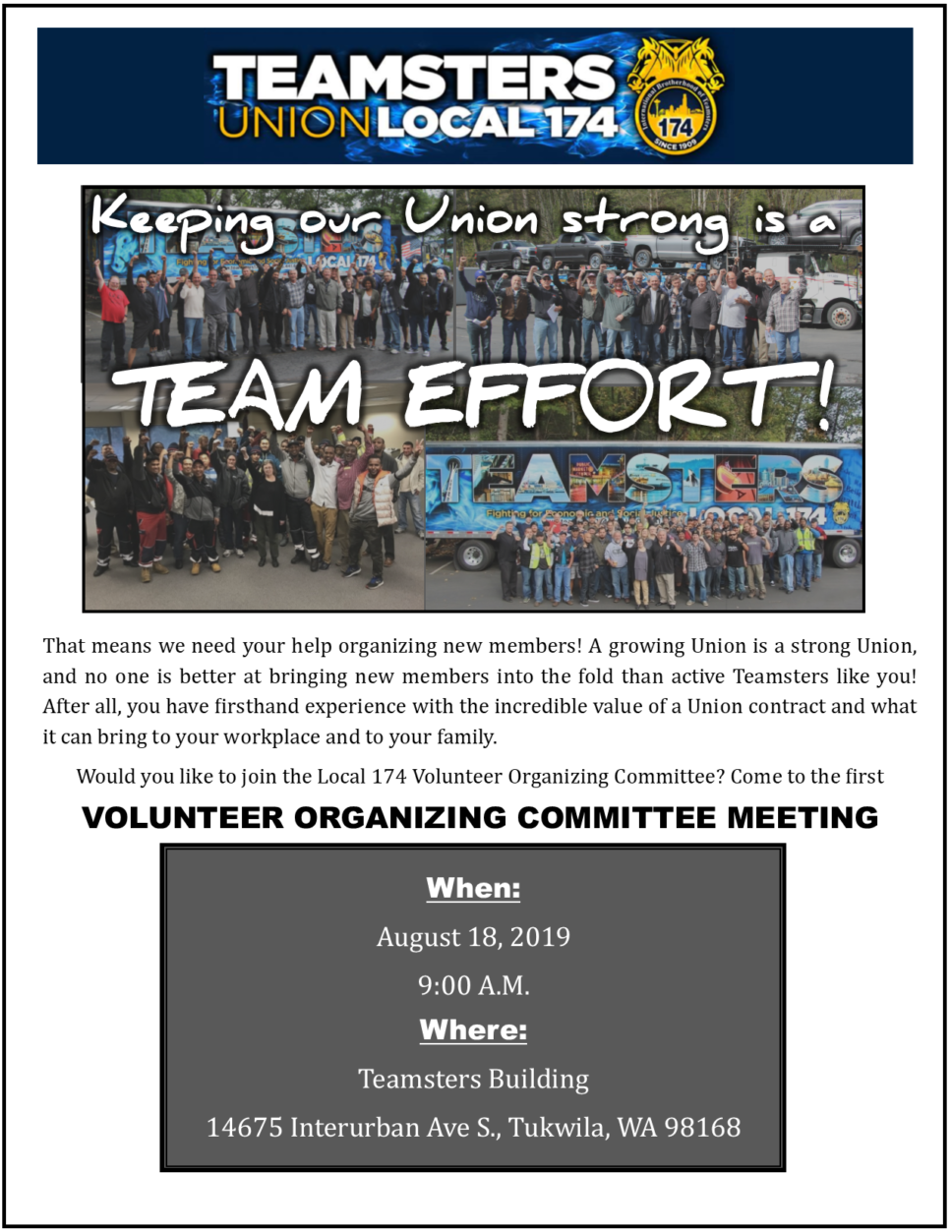 Join The Local 174 Volunteer Organizing Committee! | Teamsters Local ...