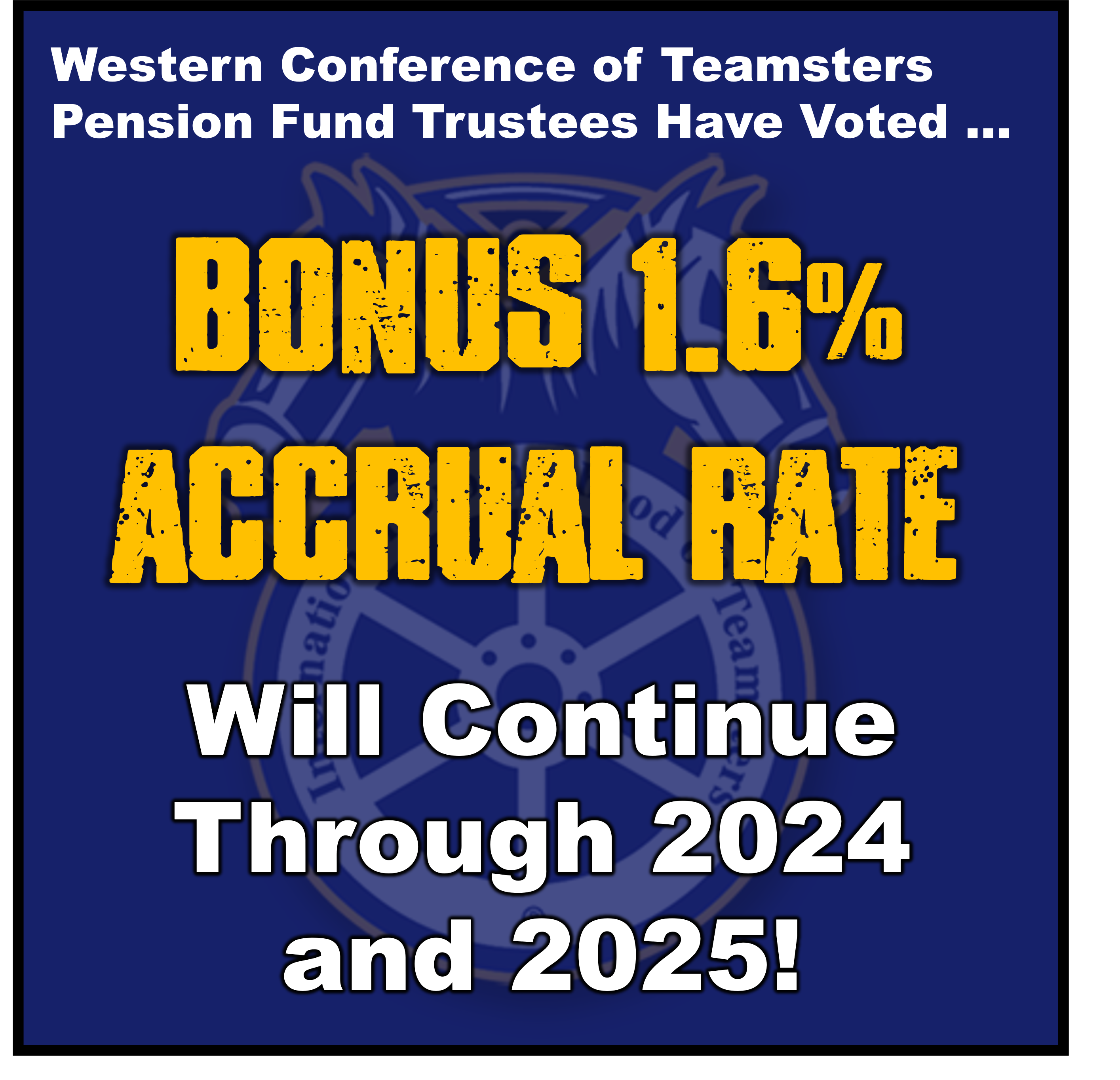 WESTERN CONFERENCE OF TEAMSTERS PENSION TRUST BENEFIT IMPROVEMENTS