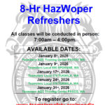 HazWoper Refresher Course Training Schedule: January 2026
